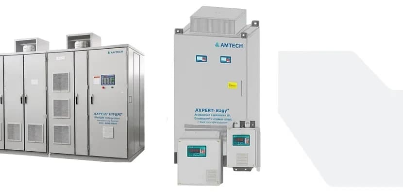 Equipos AMTECH para control de motores: gabinetes de accionamiento de gran formato y unidades compactas de menor potencia.