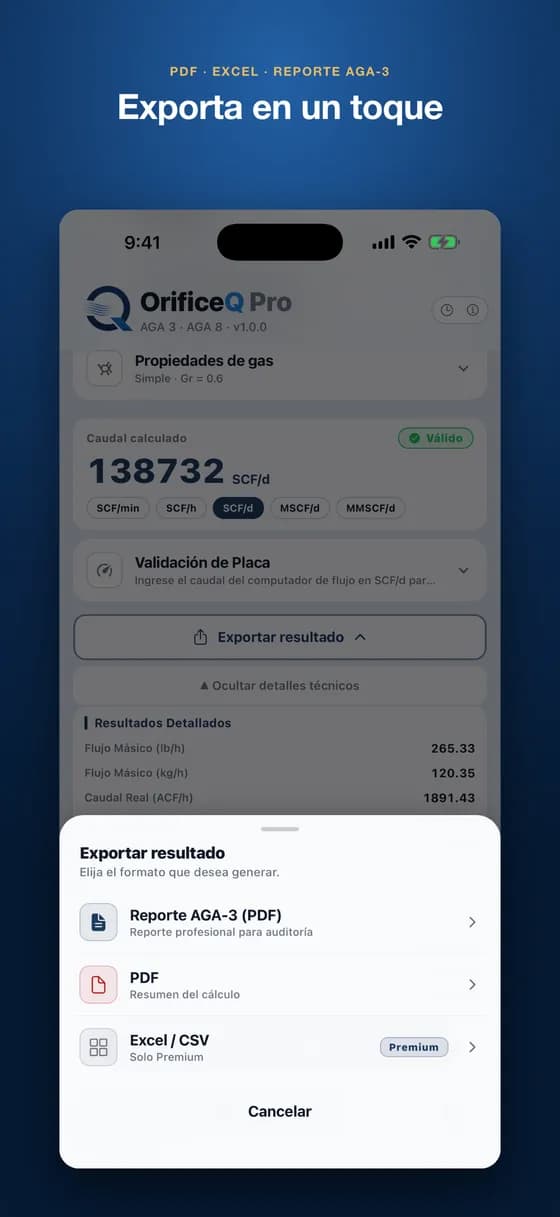 Exportación del resultado a PDF, Excel y CSV